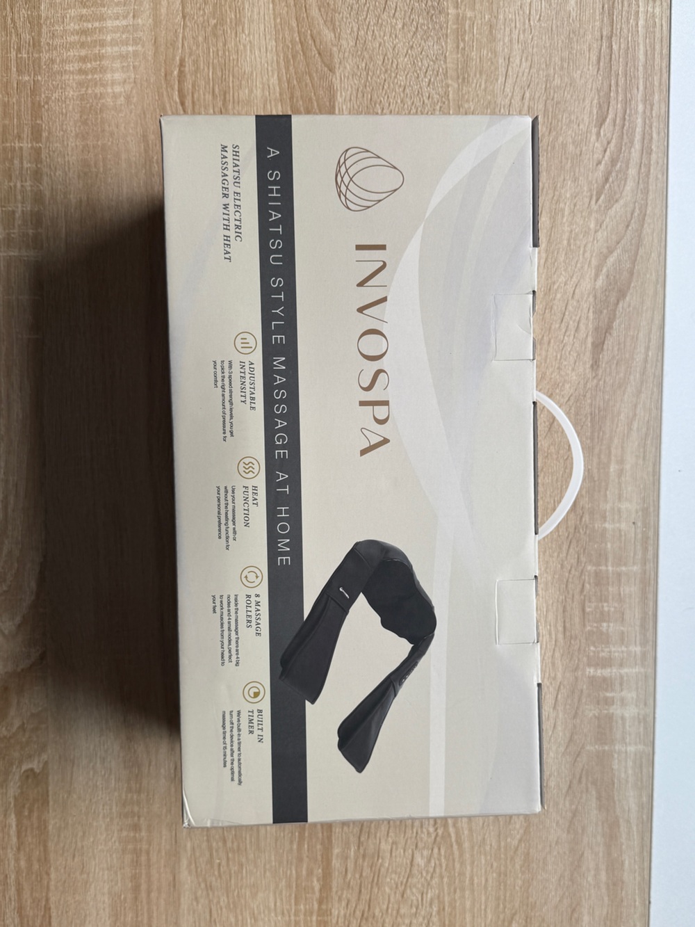 InvoSpa Black Shiatsu-Style Neck & Shoulder Massager with Heat
